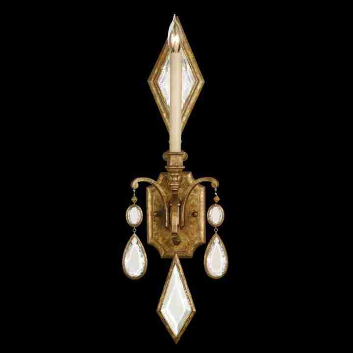 Encased Gems Sconce Gold with Clear Gems