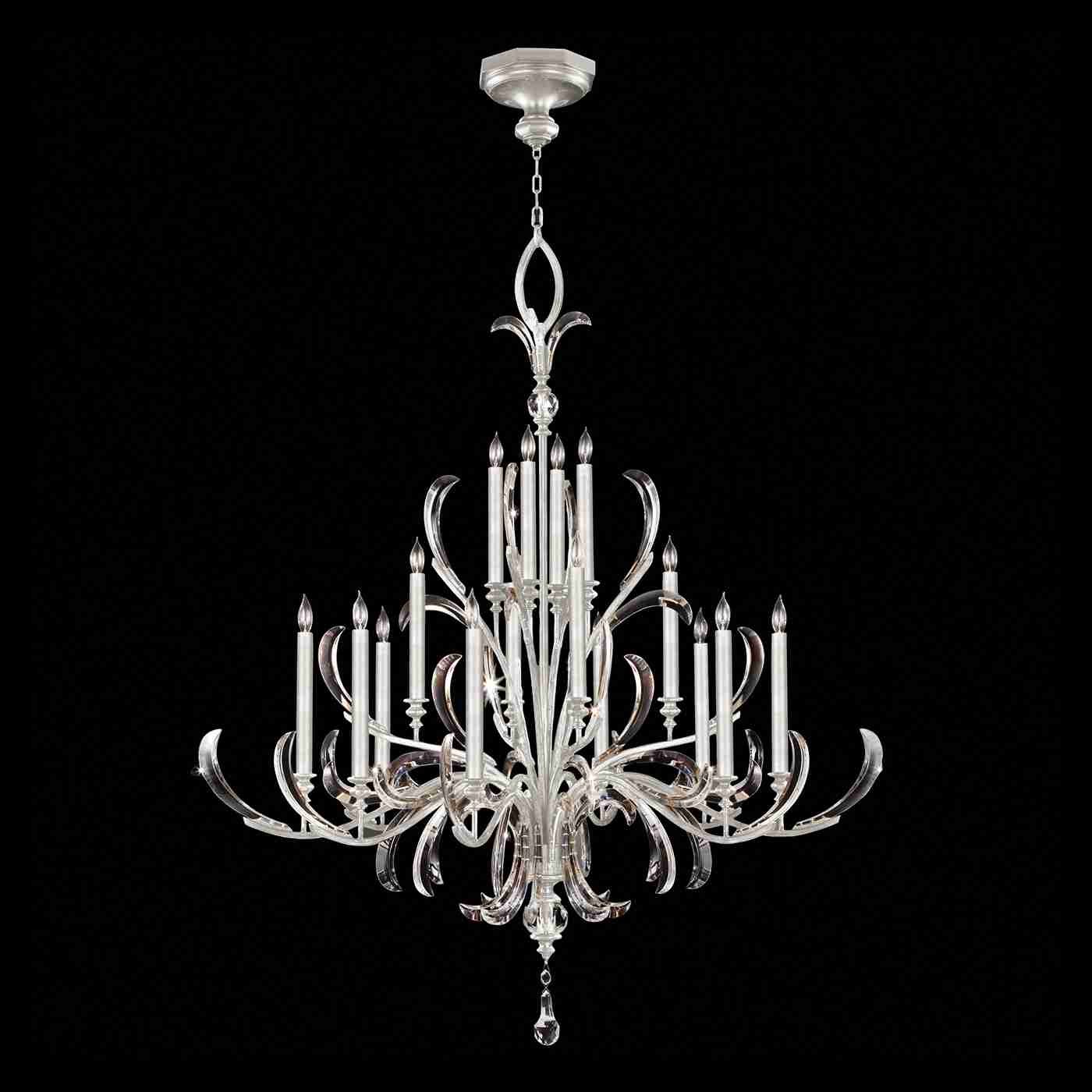 Beveled Arcs Chandelier Silver Leaf