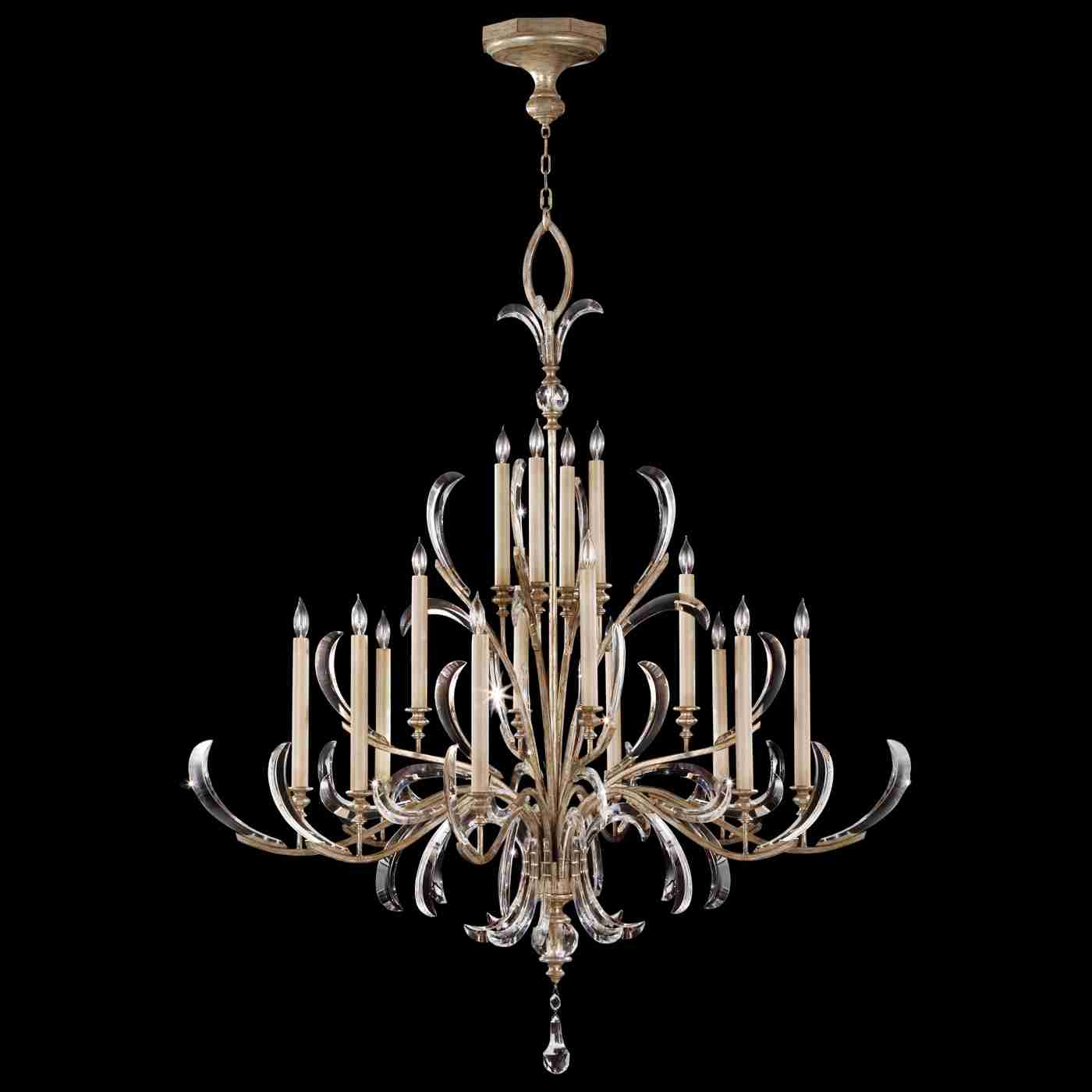 Beveled Arcs Chandelier Silver