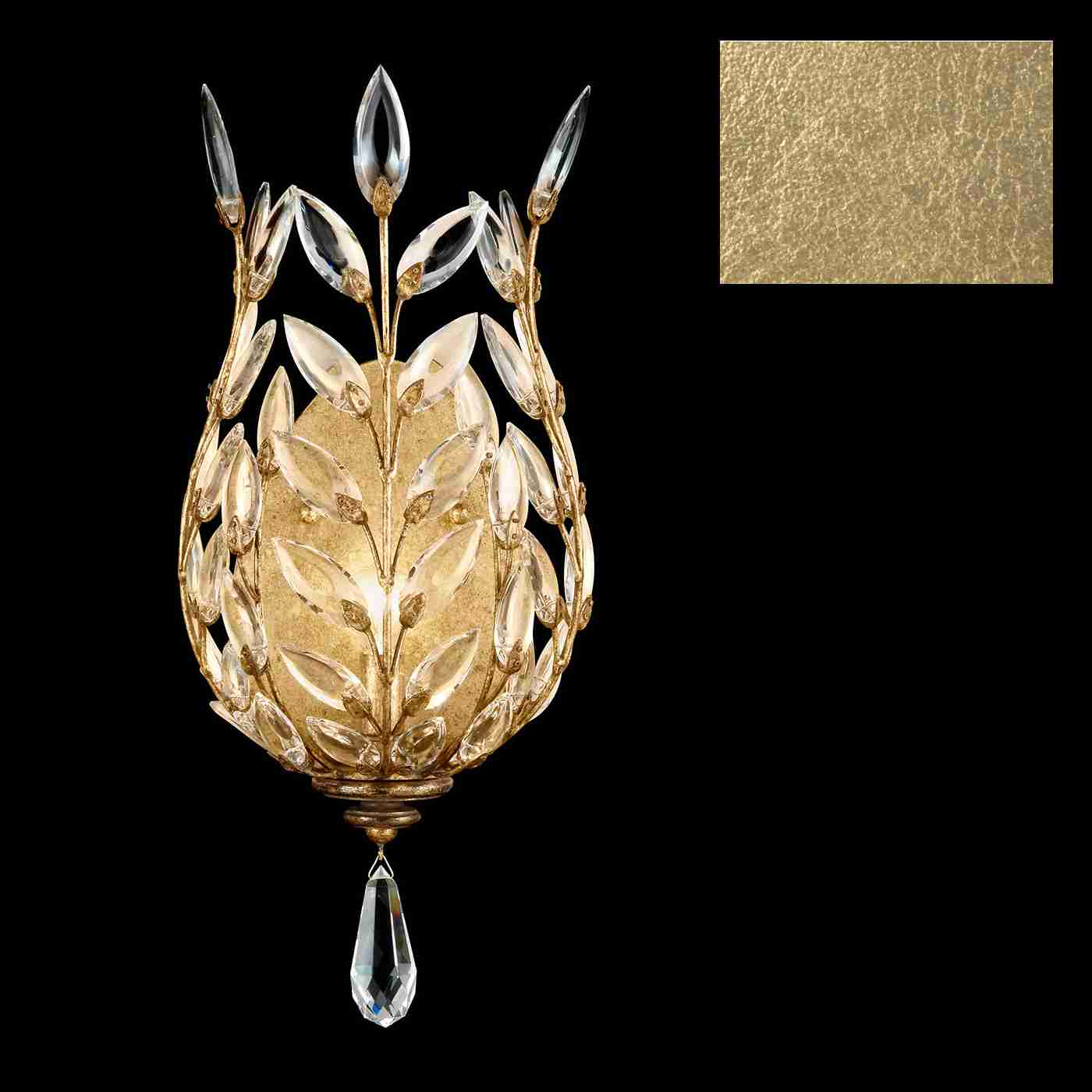 Crystal Laurel Sconce Gold Leaf