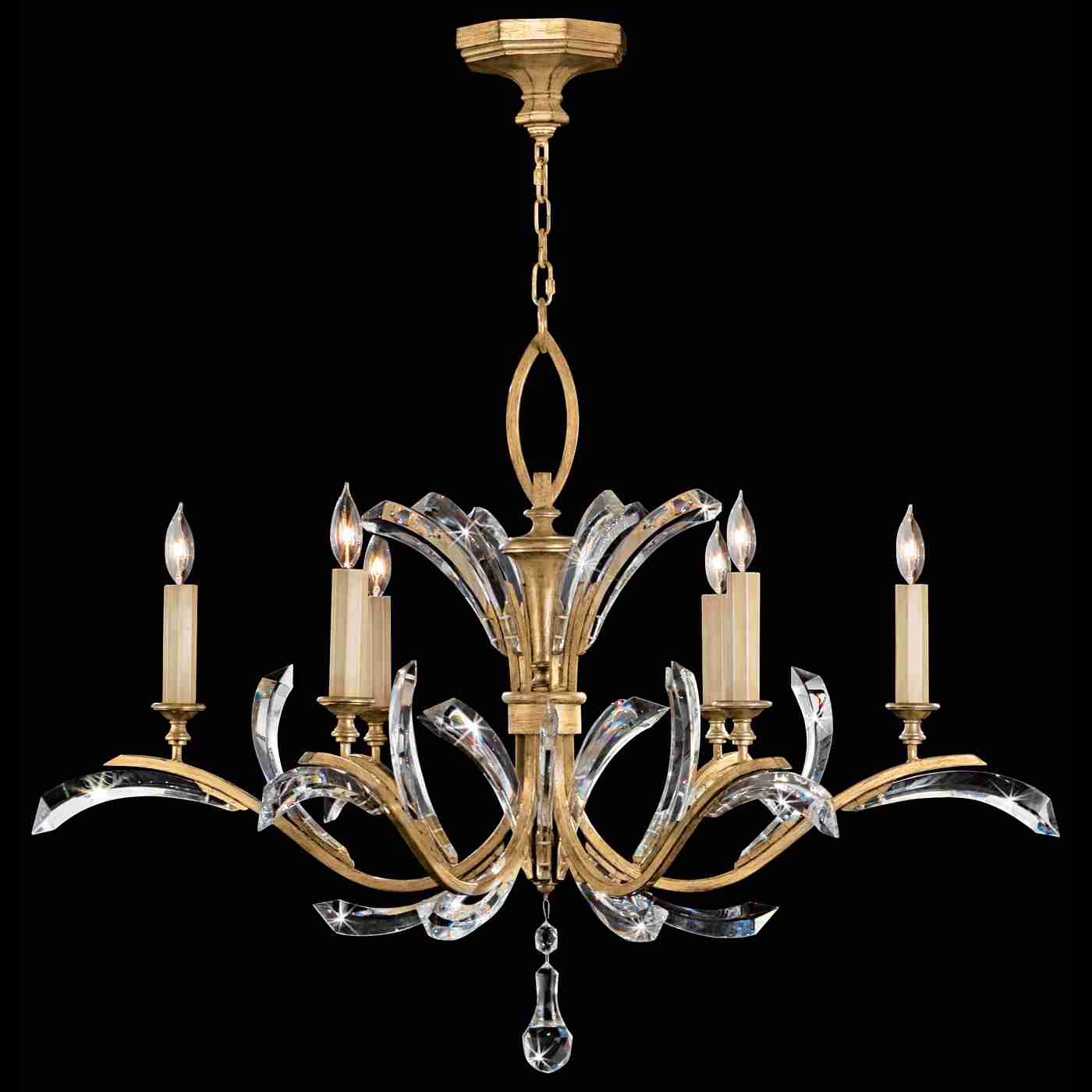 Beveled Arcs Chandelier Gold