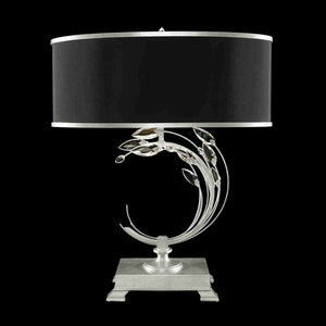 Crystal Laurel Table Lamp Silver Leaf with Black Shade