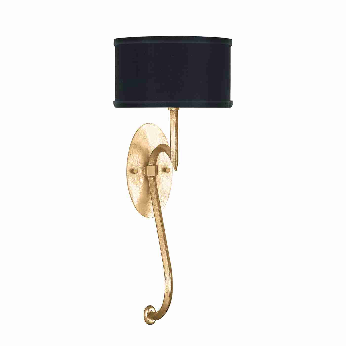 Allegretto Sconce Gold Leaf with Black Shade