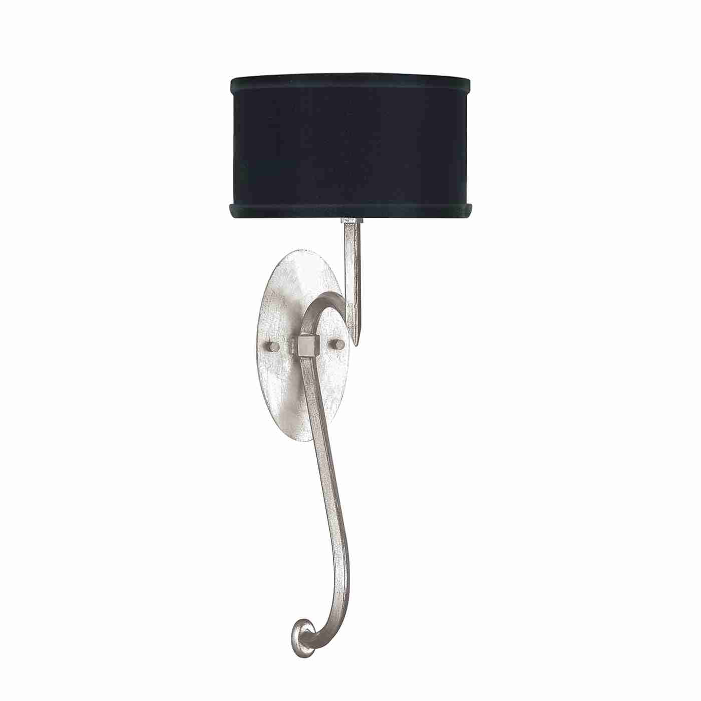 Allegretto Sconce Silver Leaf with Black Shade