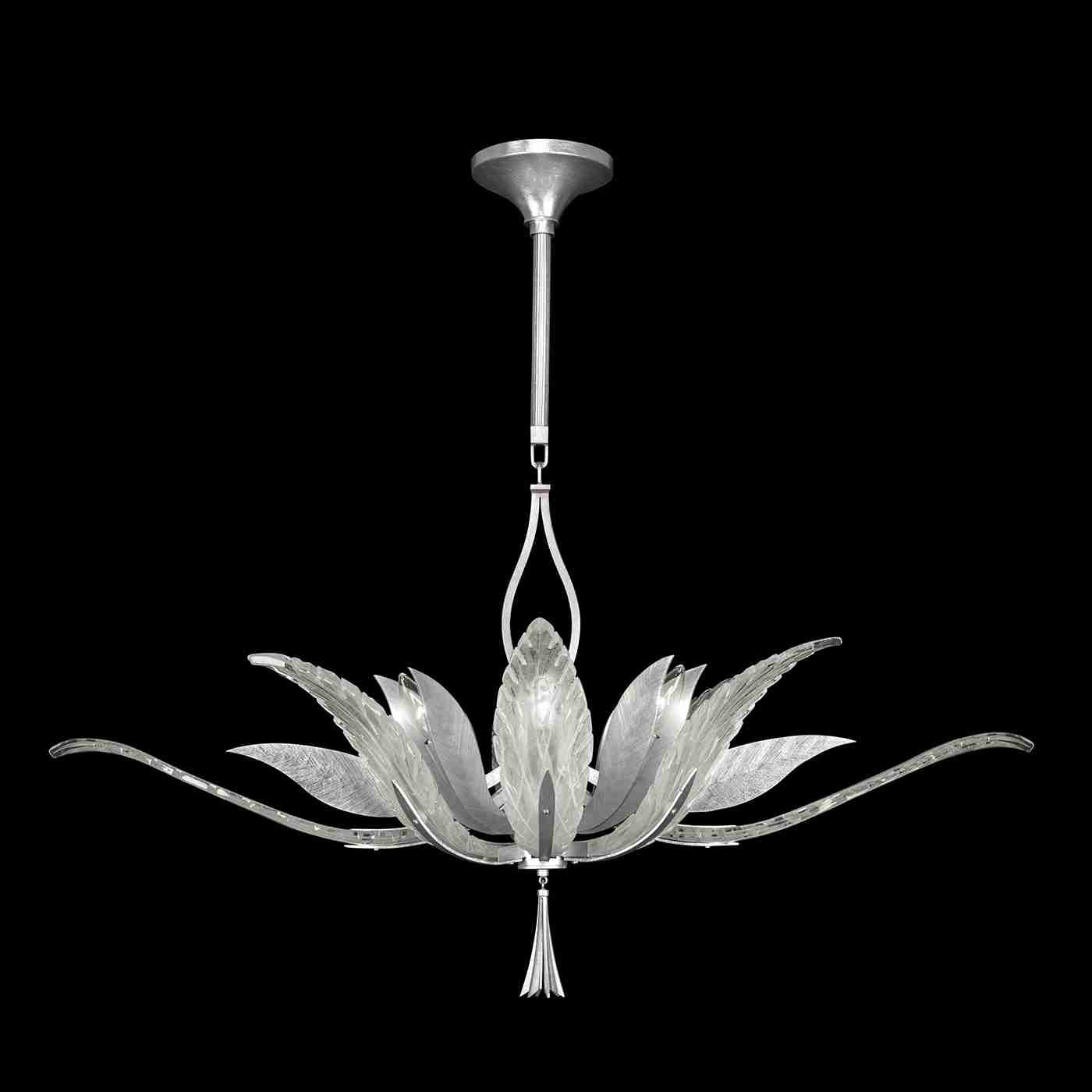 Plume Pendant Silver with Crystal + White Glass