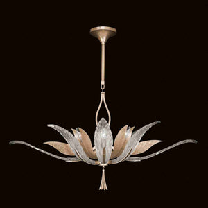 Plume Pendant Gold with Crystal + White Glass