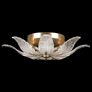 Plume Semi Flush Mount Gold with Crystal + White Glass