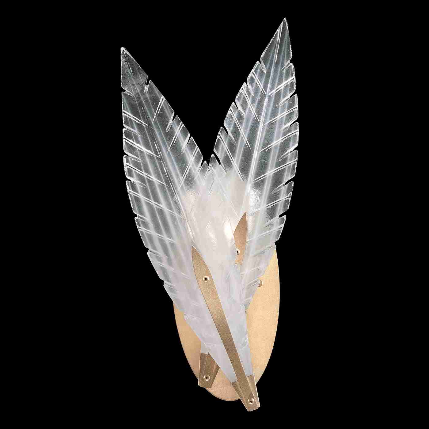Plume Sconce Gold with Crystal + White Glass