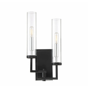 Folsom Sconce Matte Black with Polished Chrome Accents