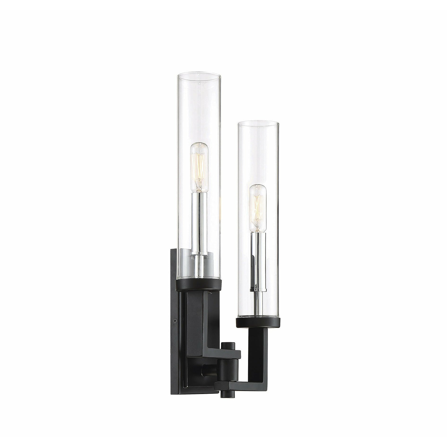 Folsom Sconce Matte Black with Polished Chrome Accents