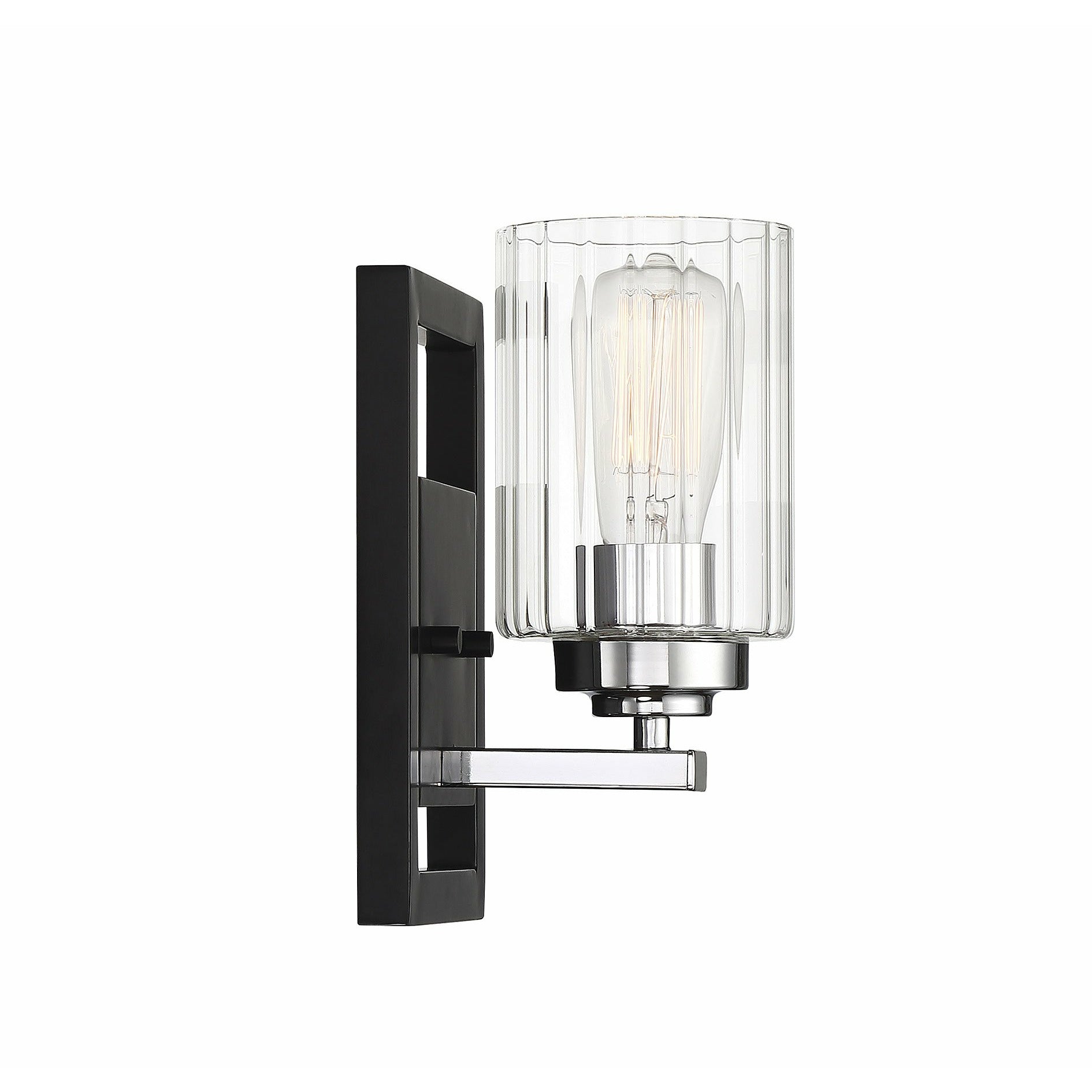 Redmond Sconce Matte Black with Polished Chrome Accents