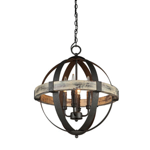 Castello Chandelier Distressed wood and black