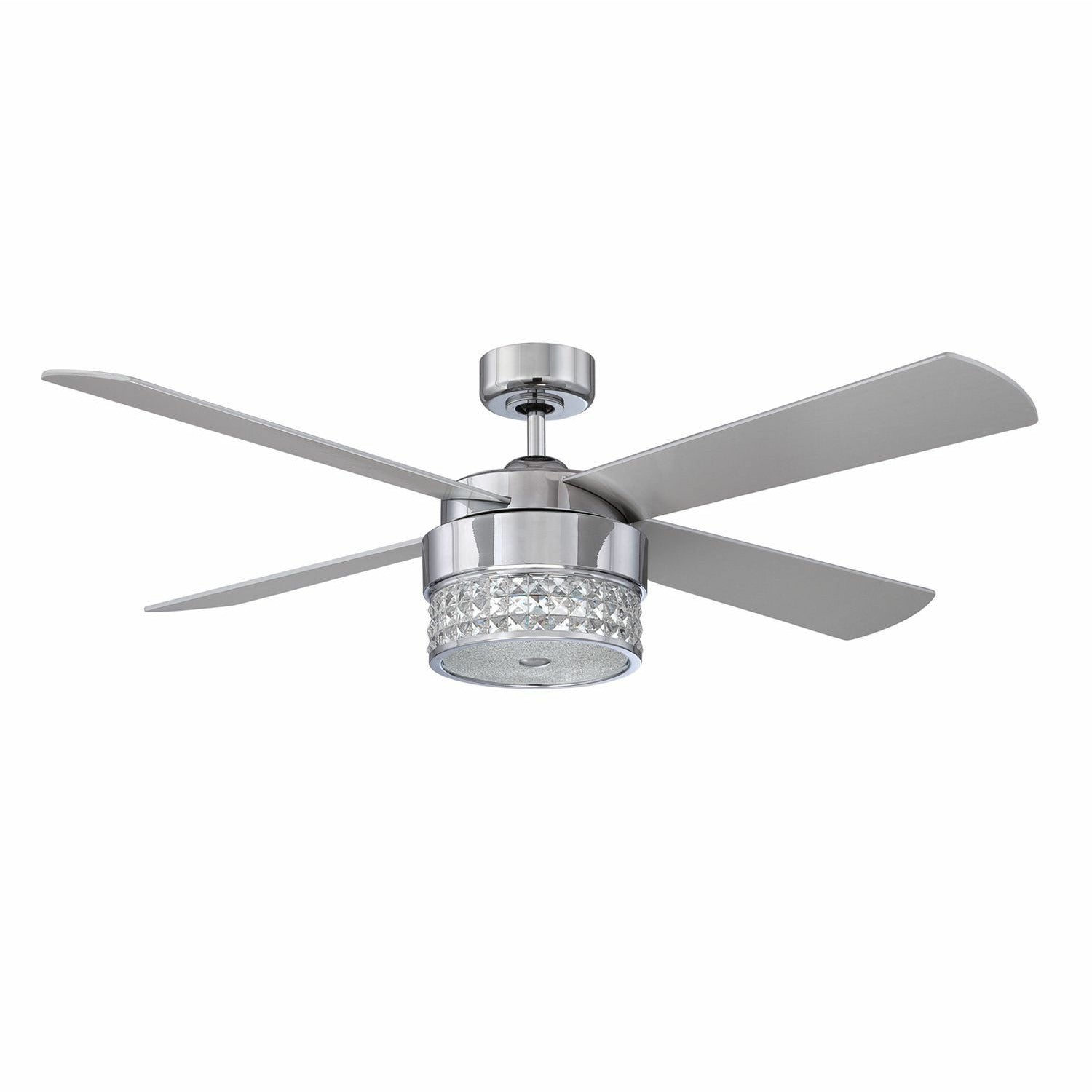 Celestra Led Ceiling Fan Chrome & Optic Crystal with Silver blades LED