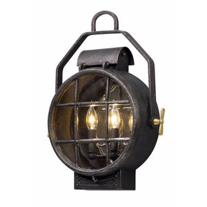 Point Lookout Outdoor Wall Light Aged Silver W Pol Brass Accent