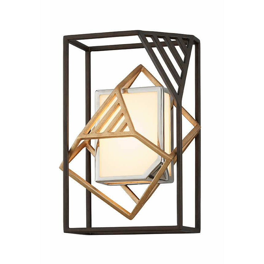 Cubist Sconce Bronze Gold Leaf And Stainless