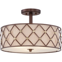 Brown Lattice Semi Flush Mount