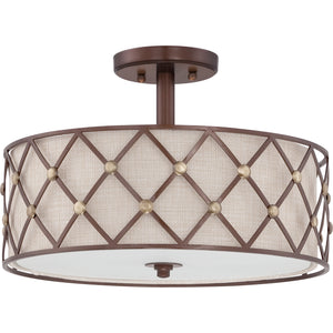 Brown Lattice Semi Flush Mount Copper Canyon