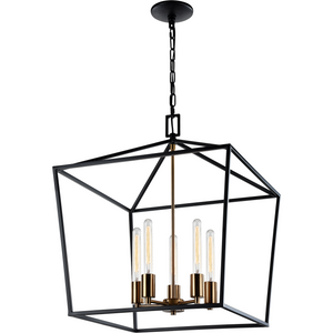 Scatola Chandelier Rusty Black & Aged Gold Brass accents