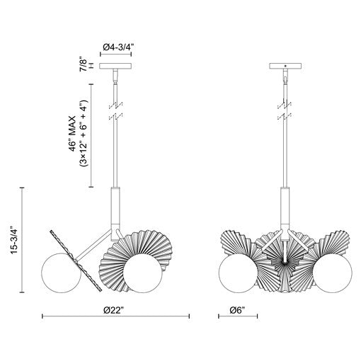 Plume 3-Light 21" Chandelier