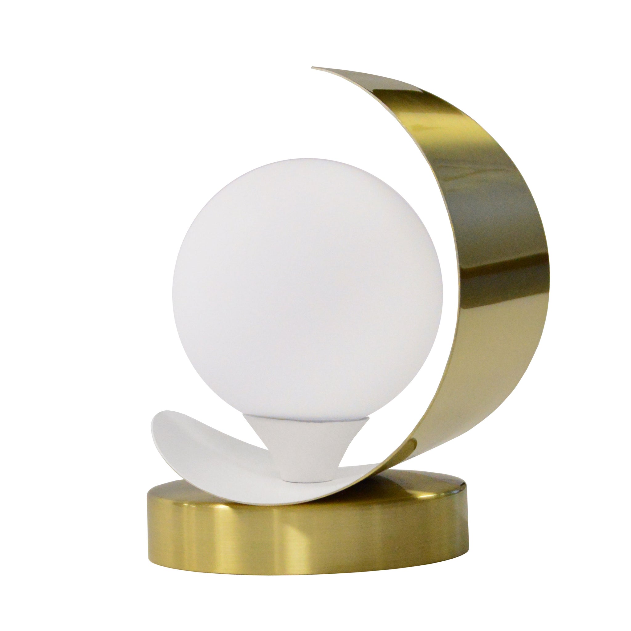 Crescent Table Lamp Aged Brass/Matte White