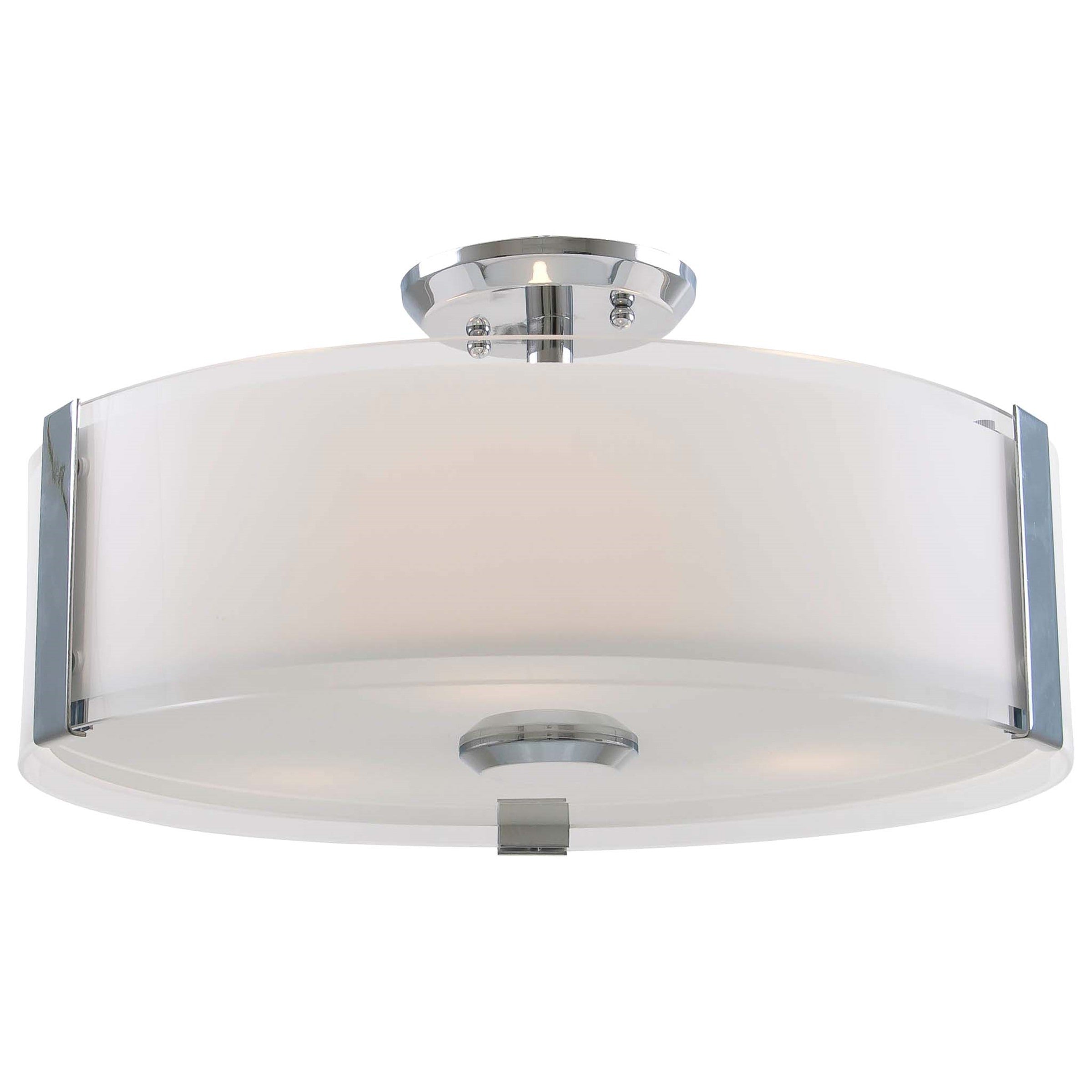 Zurich Semi Flush Mount Chrome with Silk Screened Opal Glass