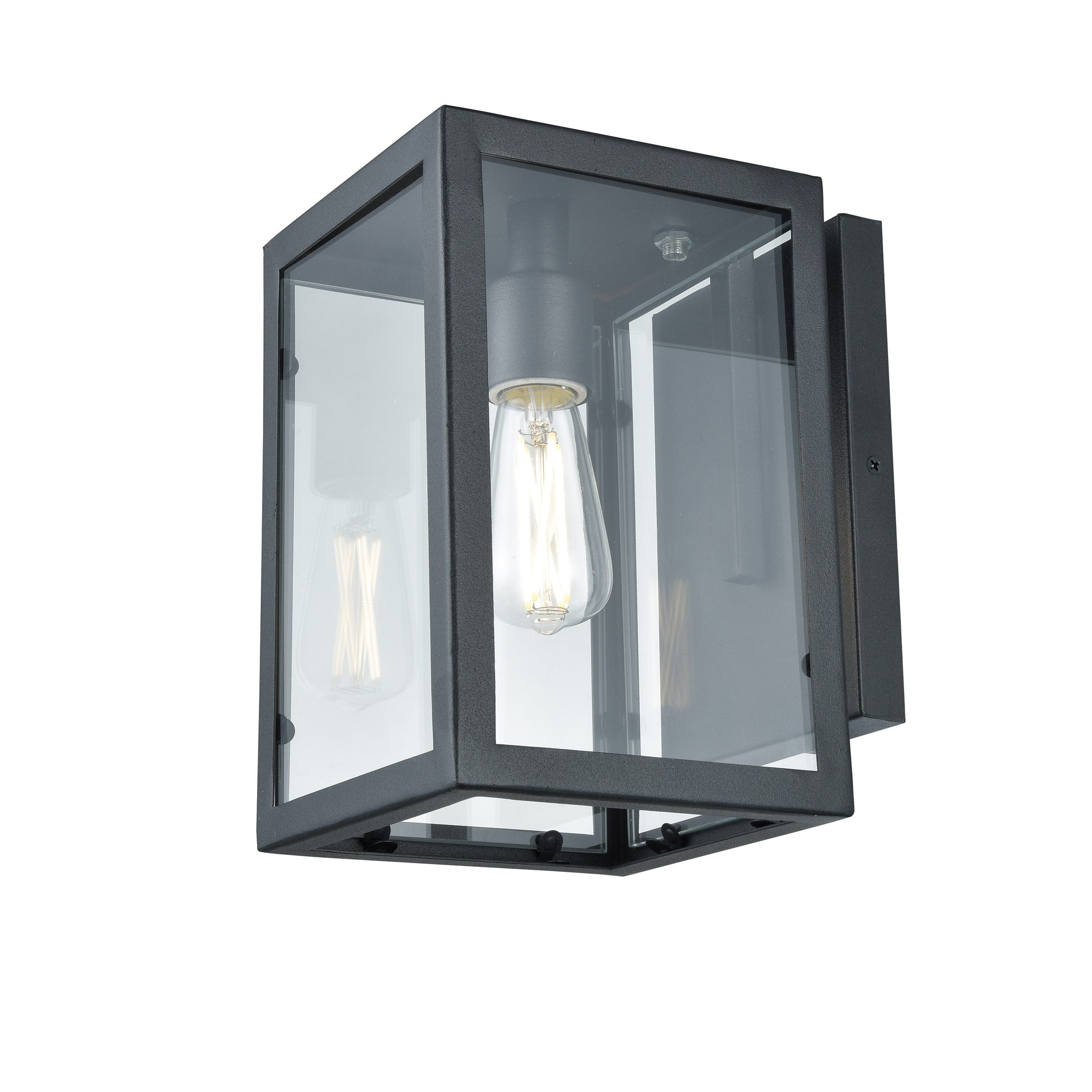 Baker Street Outdoor Wall Light Black with Clear Glass