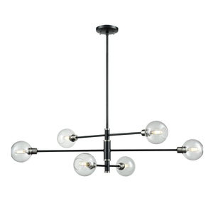 Ocean Drive Linear Suspension Satin Nickel and Graphite with Clear Glass