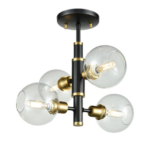 Ocean Drive Semi Flush Mount Venetian Brass and Graphite with Clear Glass