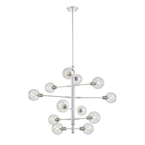 Ocean Drive Pendant Satin Nickel and Chrome with Clear Glass