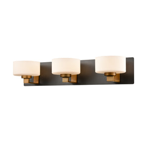 Princeton Vanity Light Brass and Graphite with Half Opal Glass