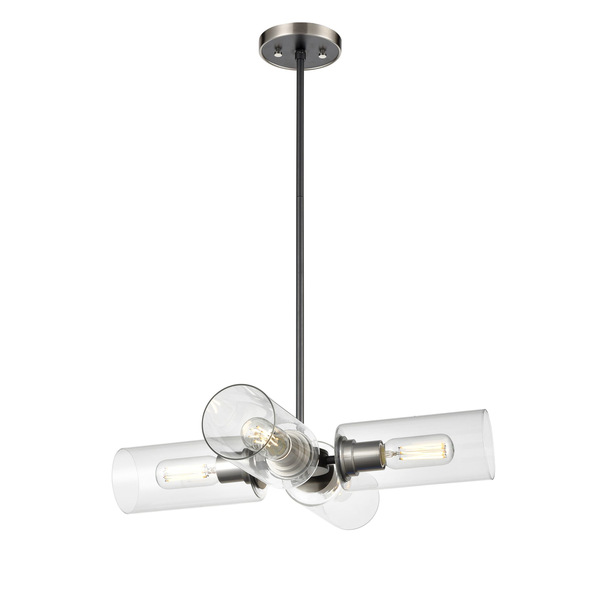 Barker Pendant Satin Nickel and Graphite with Clear Glass