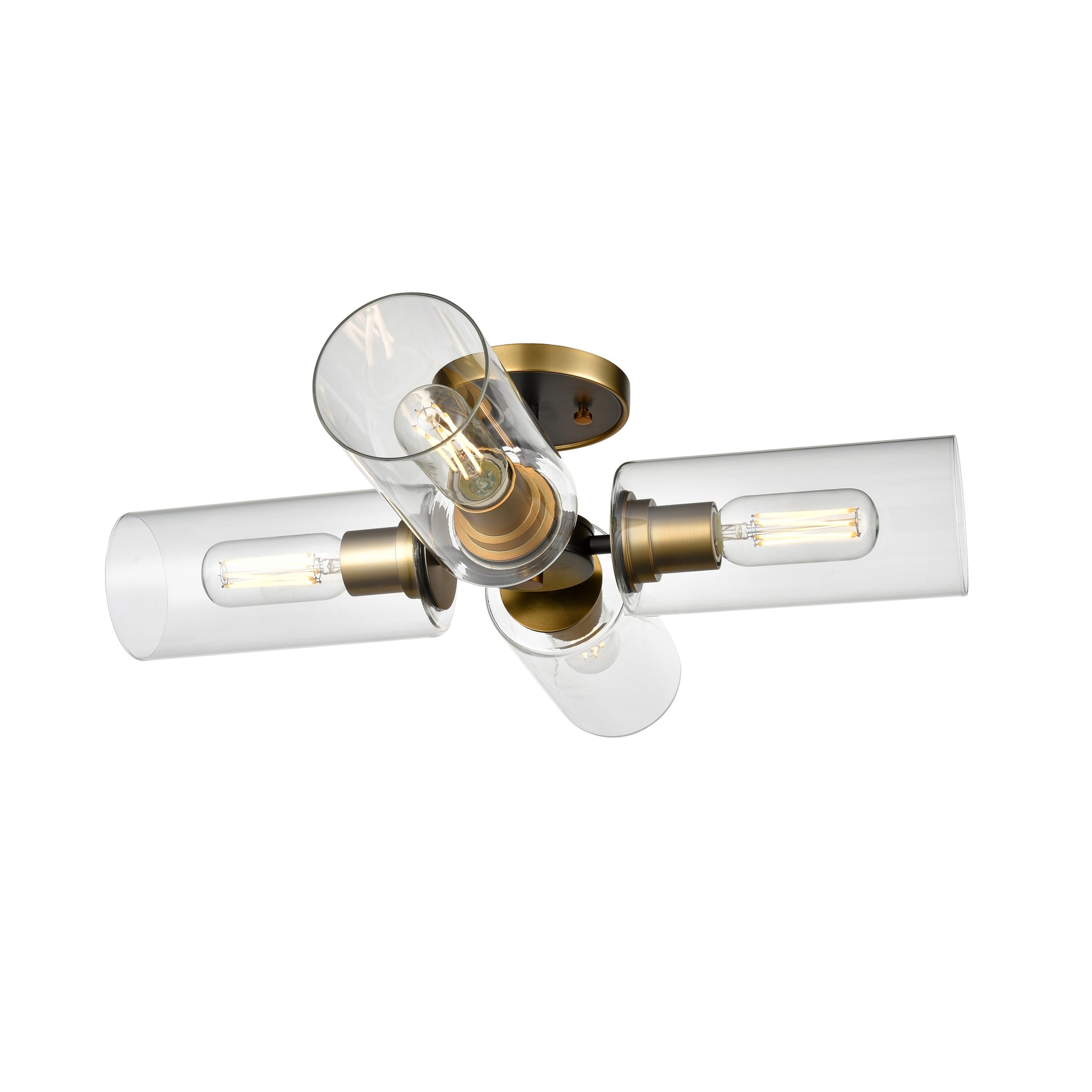 Barker Semi Flush Mount Brass and Graphite with Clear Glass