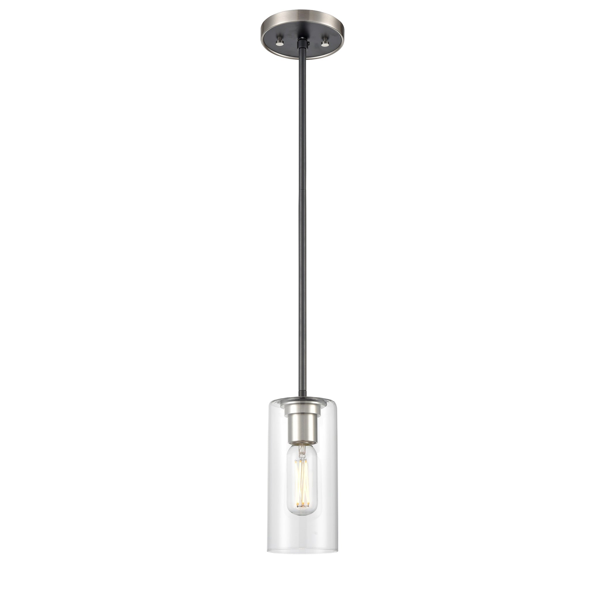 Barker Mini Pendant Satin Nickel and Graphite with Clear Glass