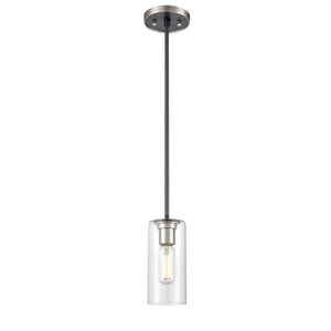 Barker Mini Pendant Satin Nickel and Graphite with Clear Glass