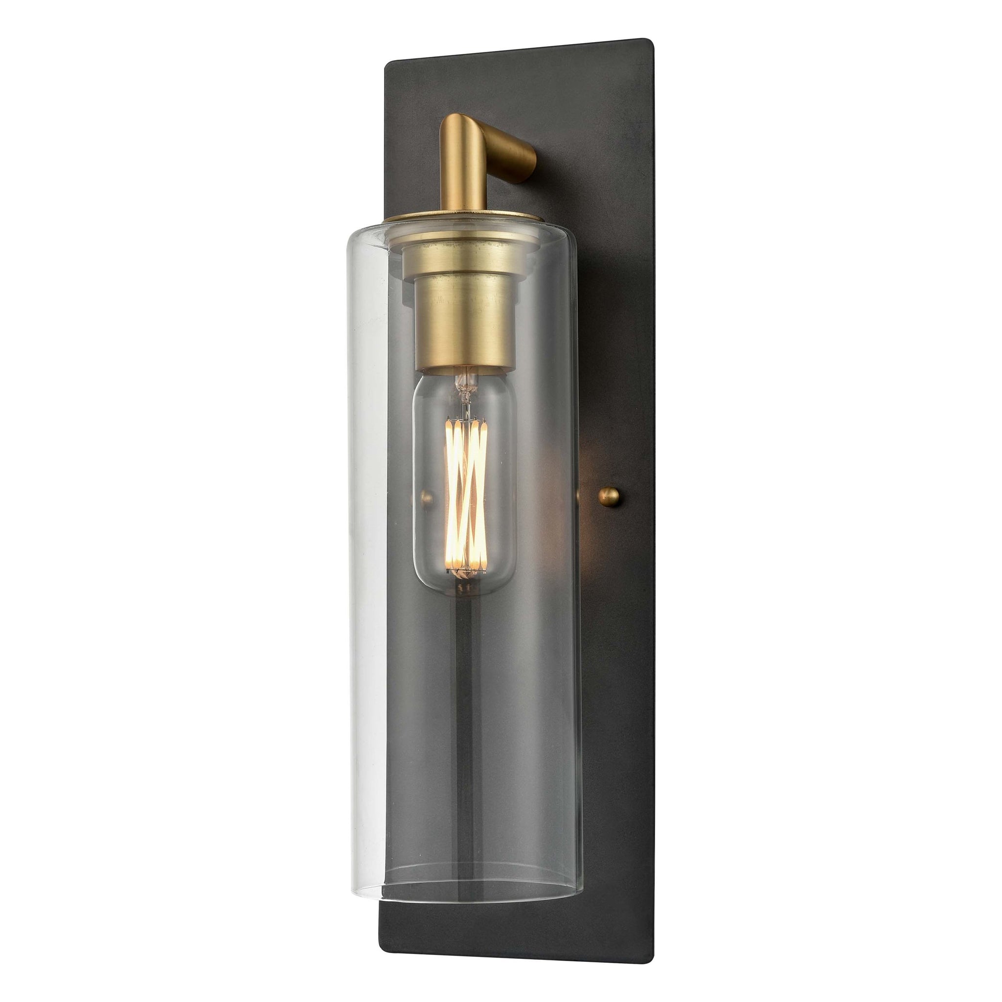 Barker Outdoor Wall Light Brass and Graphite with Clear Glass