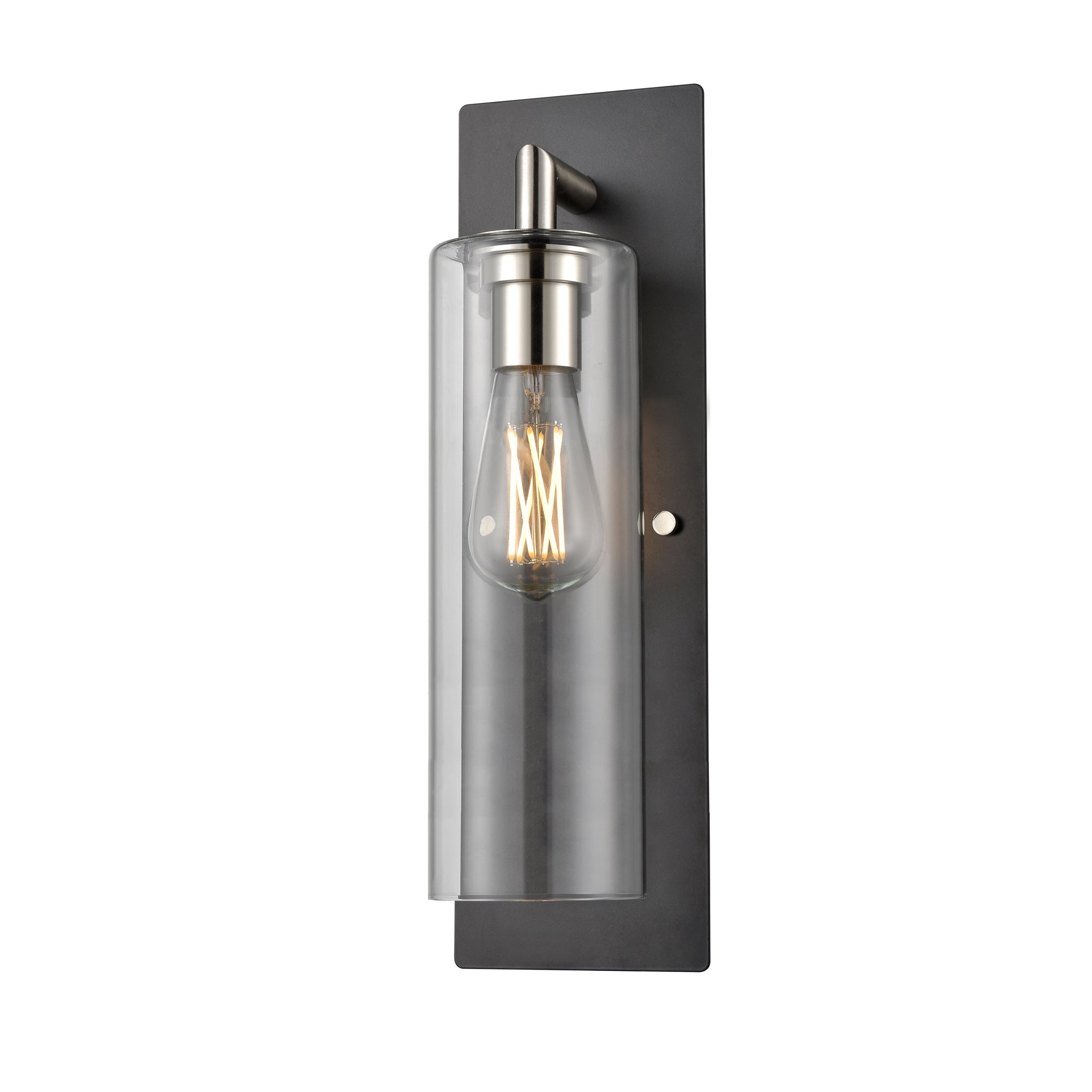 Barker Outdoor Wall Light Satin Nickel and Graphite with Clear Glass
