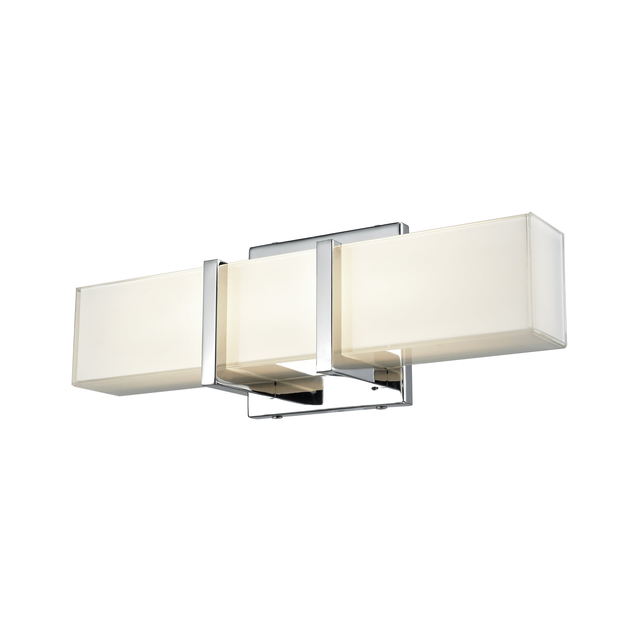 Secord AC LED Vanity Light Chrome with Silk Screened Opal Glass