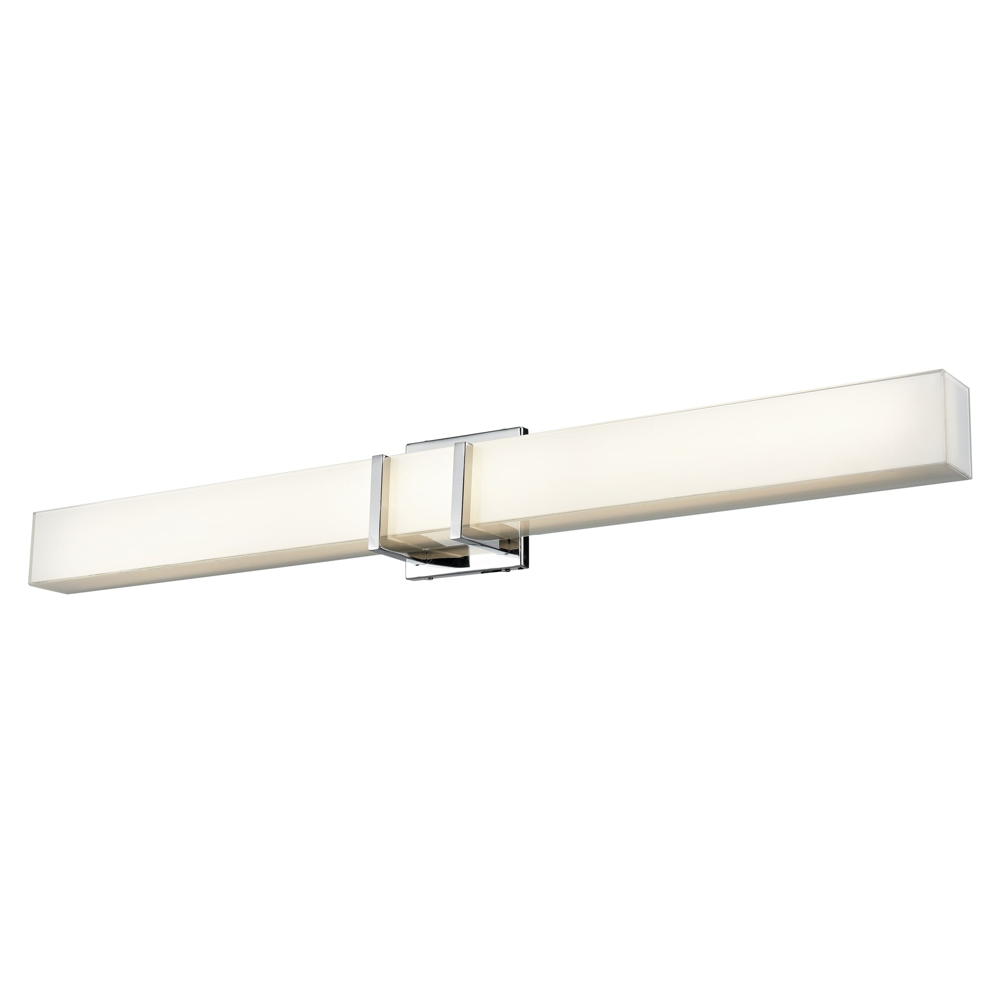 Secord AC LED Vanity Light Chrome with Silk Screened Opal Glass