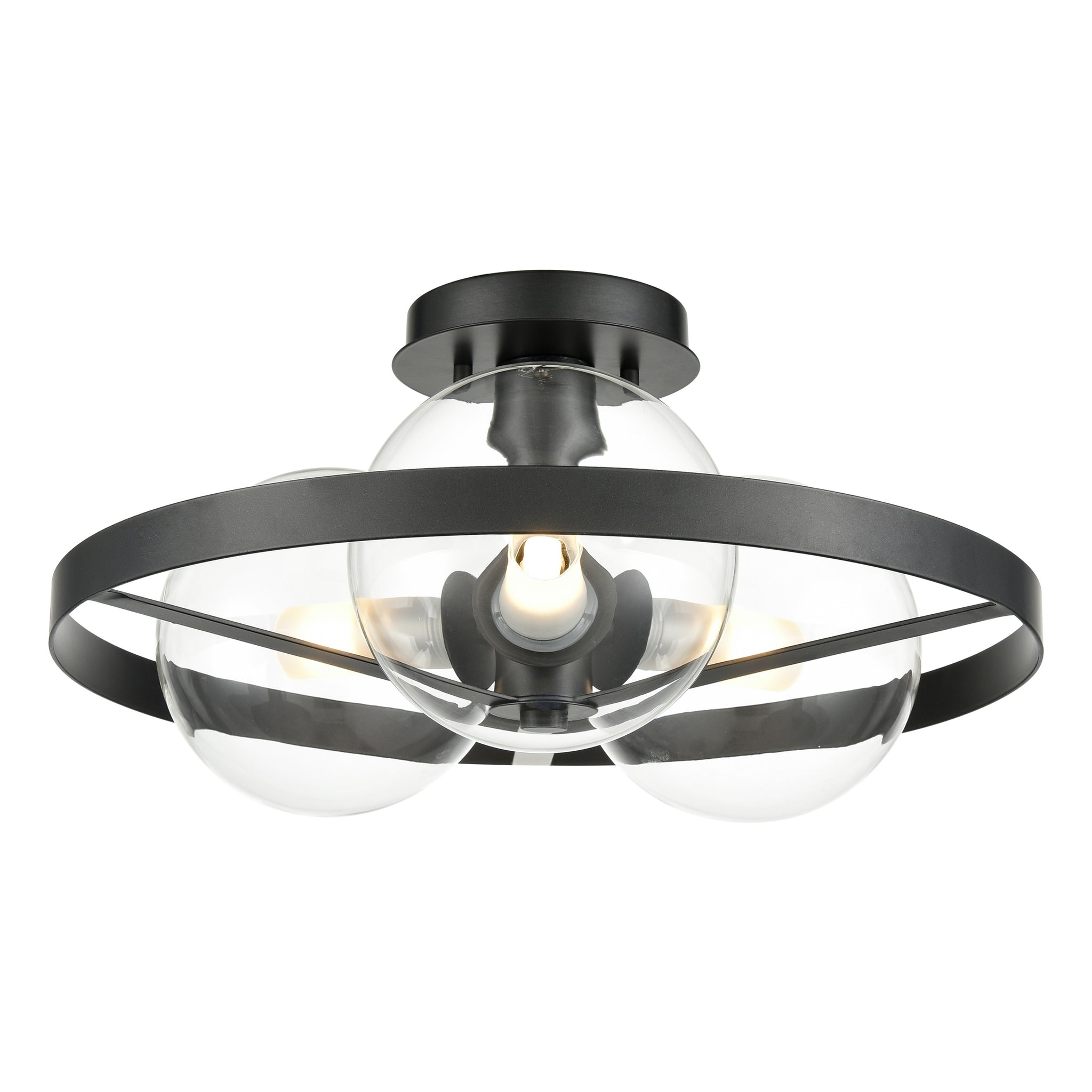 Courcelette Semi Flush Mount Graphite with Clear Glass