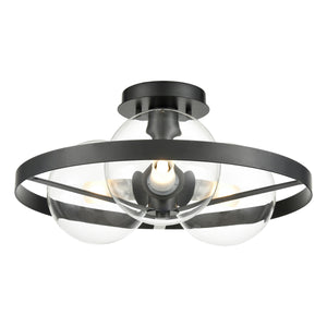 Courcelette Semi Flush Mount Graphite with Clear Glass