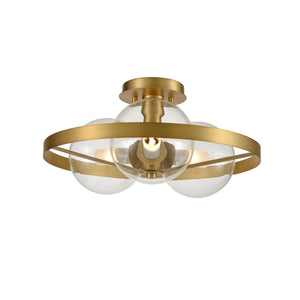 Courcelette Semi Flush Mount Venetian Brass with Clear Glass