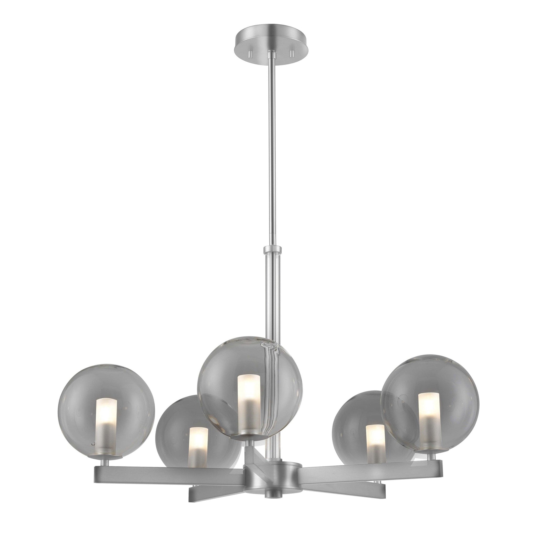 Courcelette Chandelier Chrome with Smoke Glass