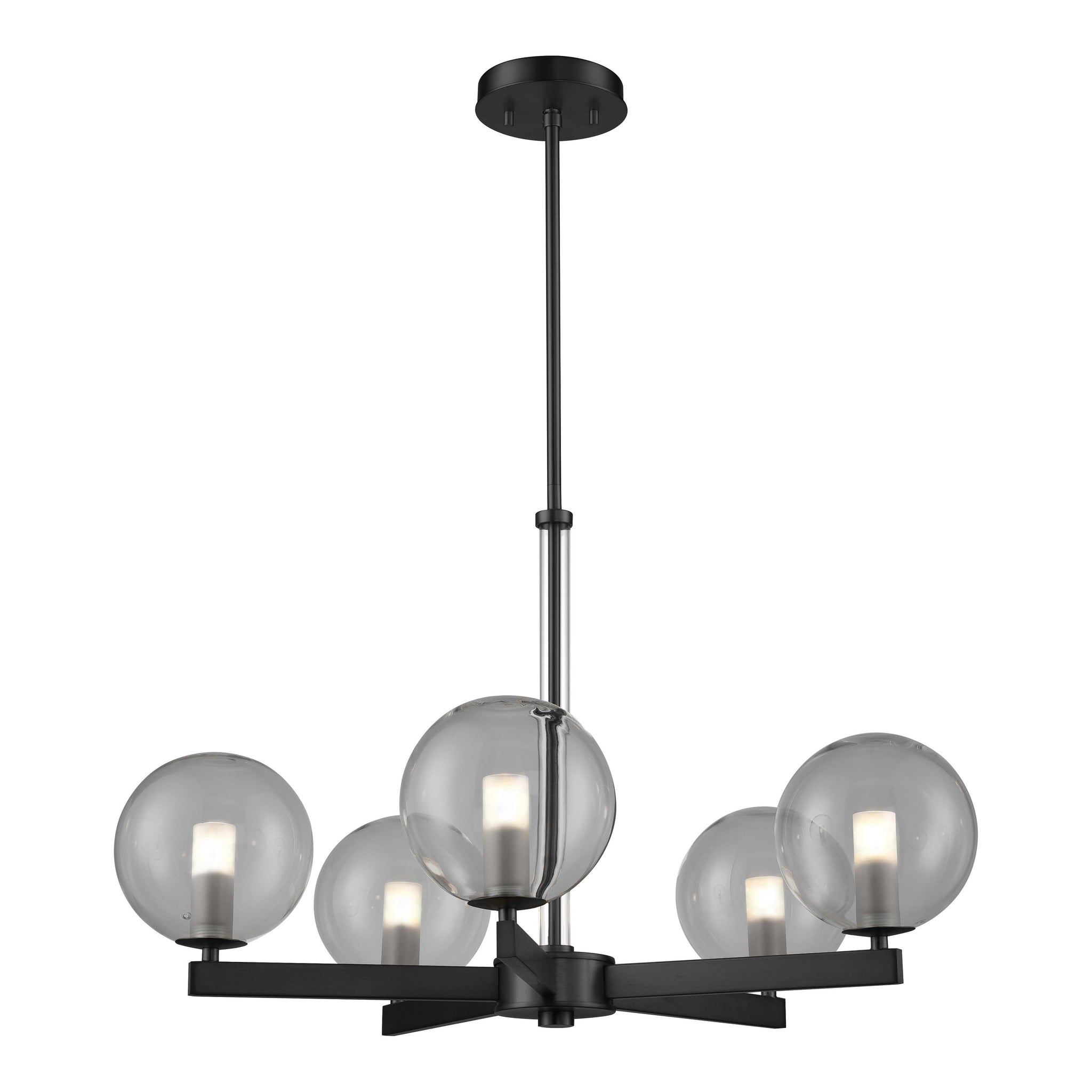 Courcelette Chandelier Graphite with Smoke Glass