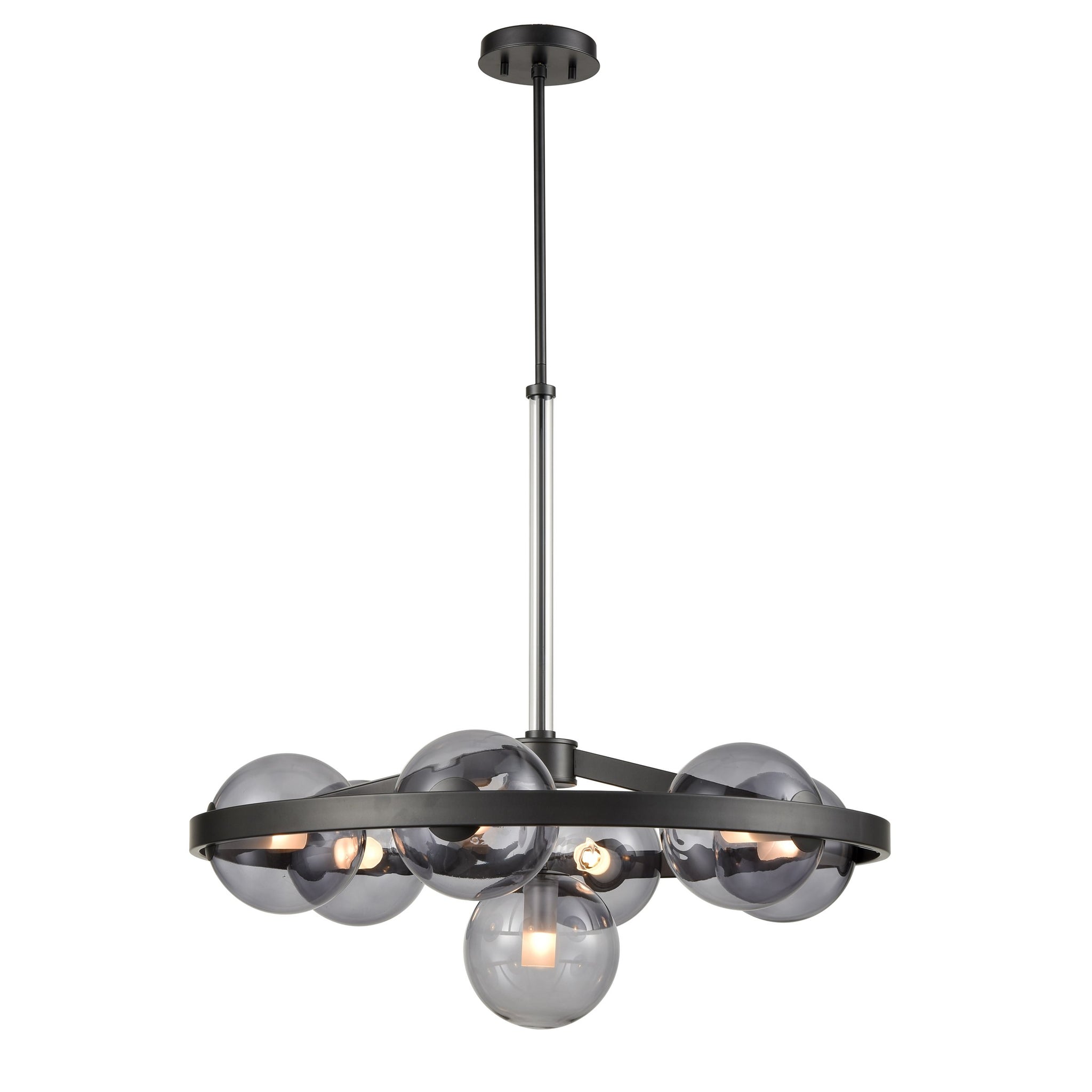 Courcelette Chandelier Graphite with Smoke Glass