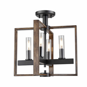 Blairmore Semi Flush Mount Ironwood On Metal and Graphite with Clear Glass