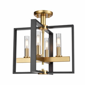 Blairmore Semi Flush Mount Venetian Brass and Graphite with Clear Glass
