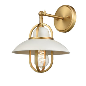 Peggy's Cove Sconce Matte White and Venetian Brass