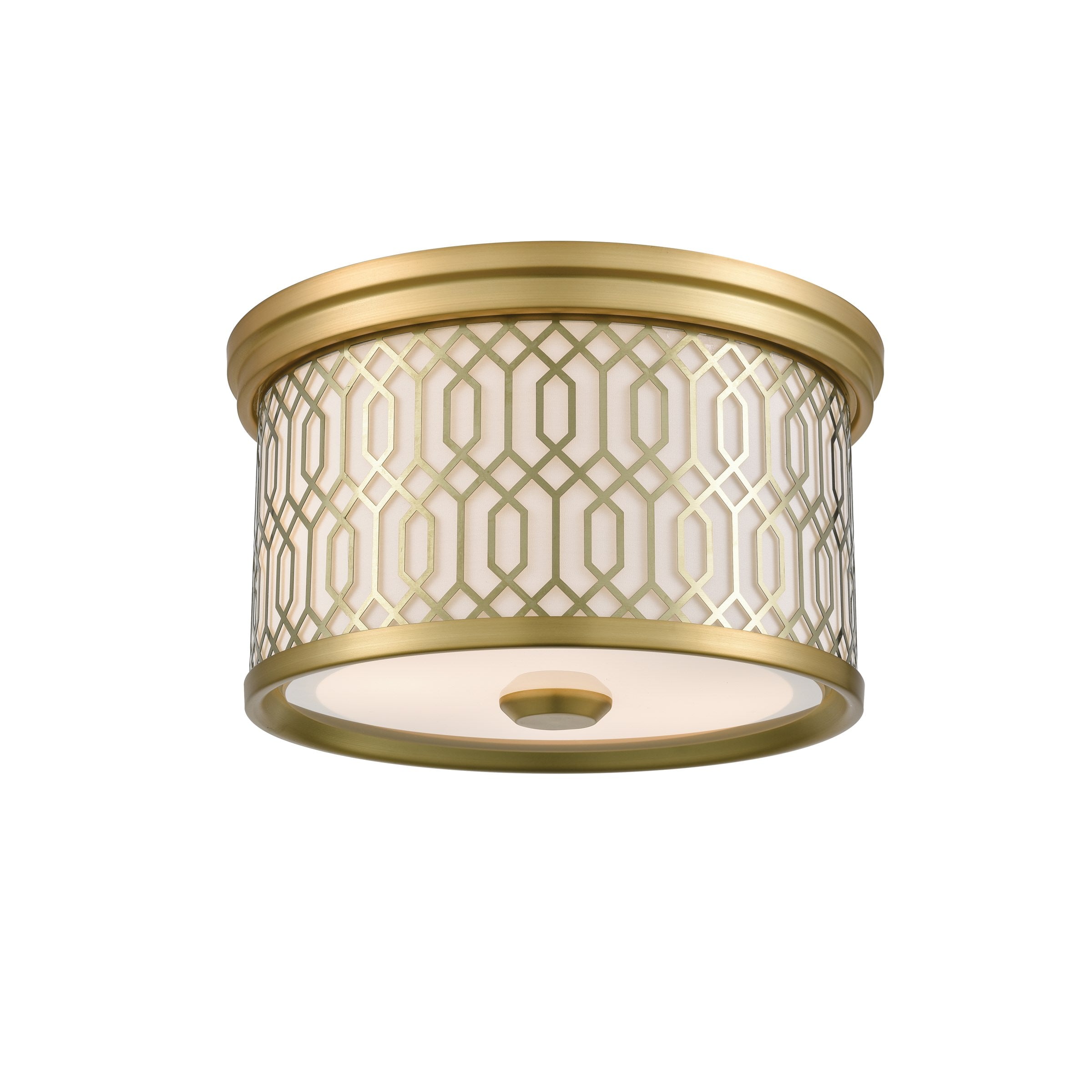 Torino Flush Mount Venetian Brass with Sateen White Shade