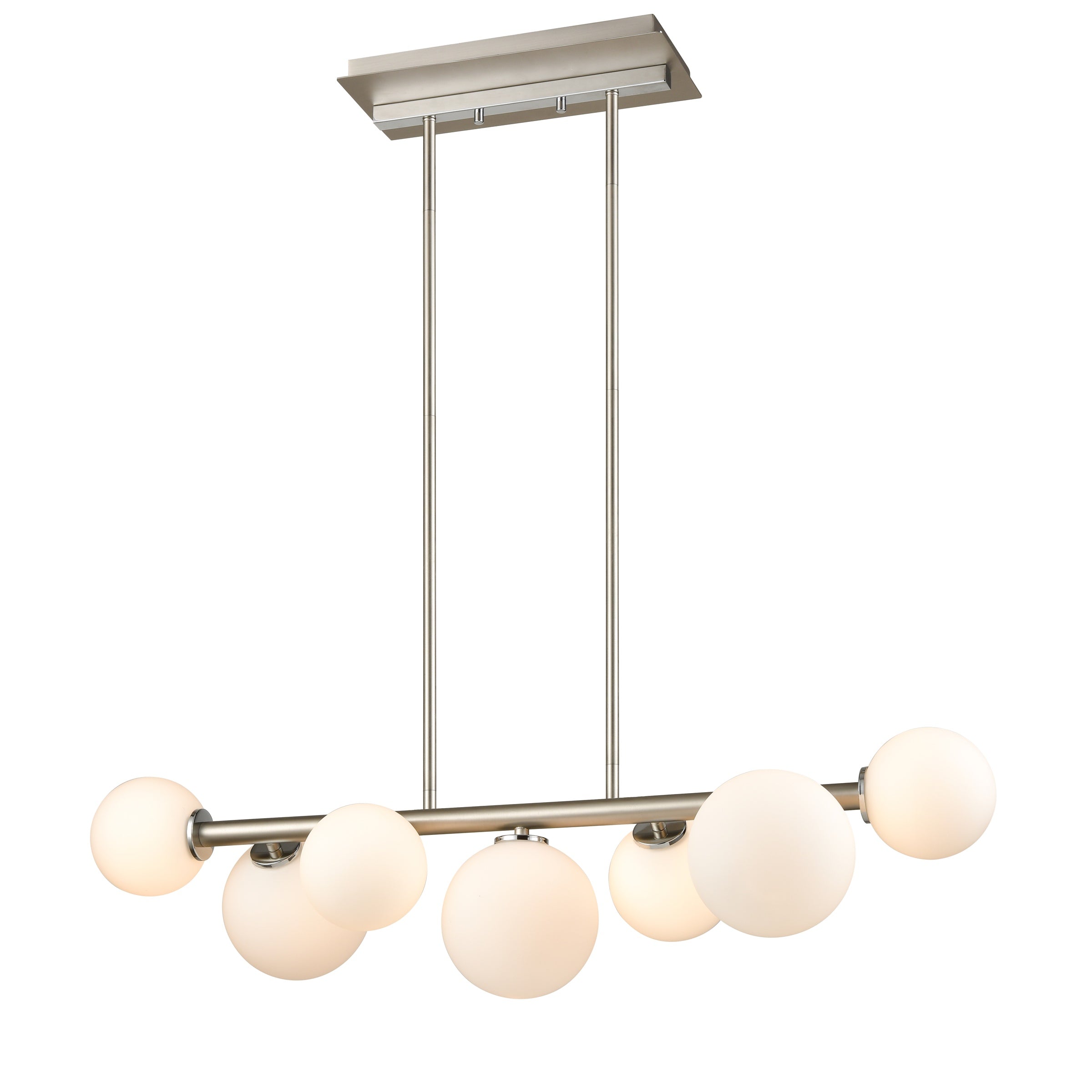 Alouette Linear Suspension Chrome and Buffed Nickel with Half Opal Glass