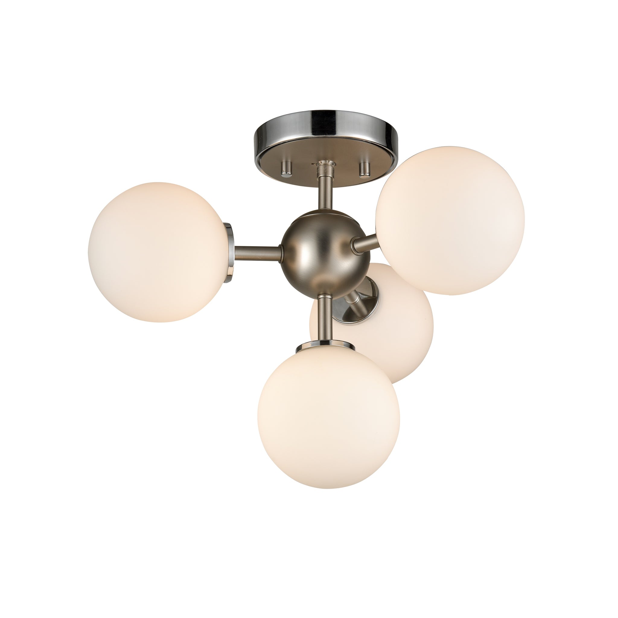 Alouette Semi Flush Mount Chrome and Buffed Nickel with Half Opal Glass